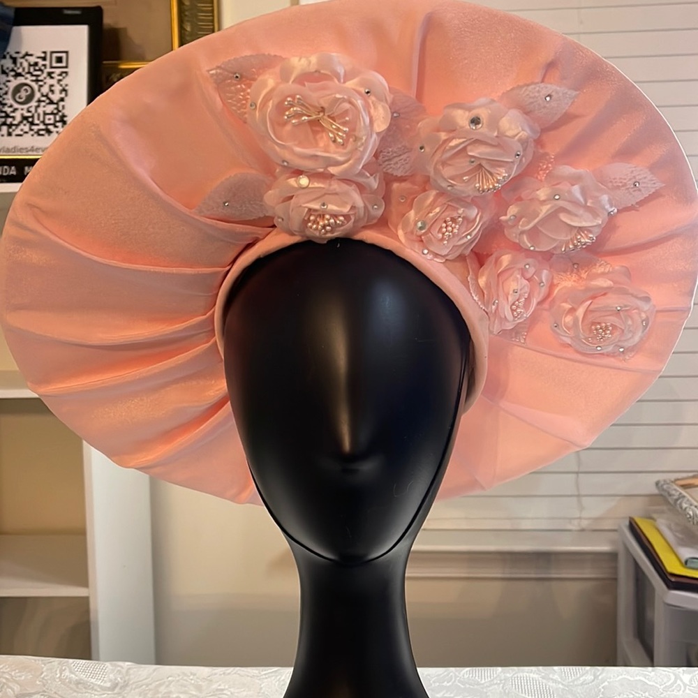 TANGO NITES PINK FLOWERED DESIGNED HAT WITH RHINESTONES